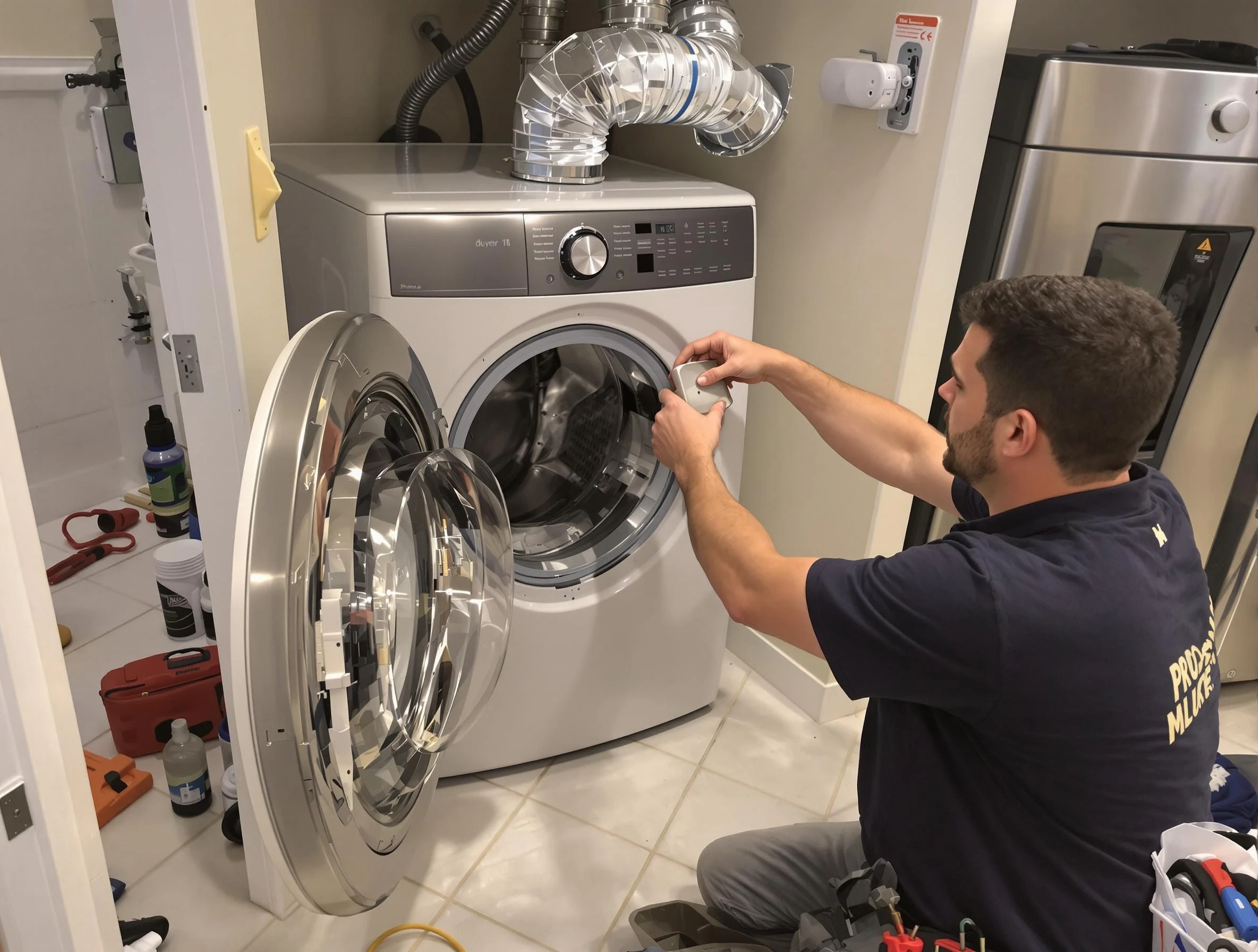 Shaler Dryer Vent Cleaning technician performing precise dryer vent hose installation in Shaler