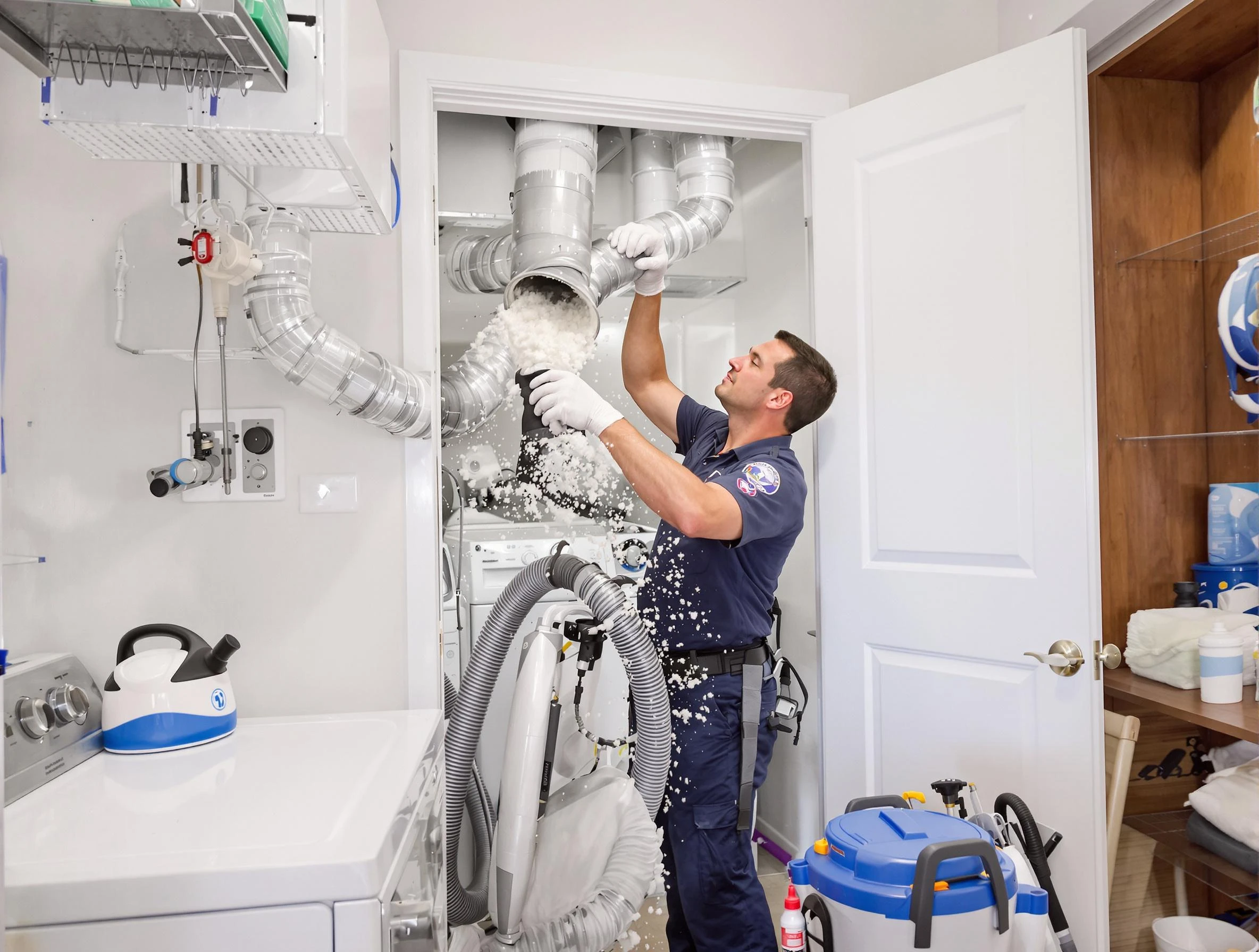 Shaler Dryer Vent Cleaning technician delivering thorough residential dryer vent cleaning service in Shaler